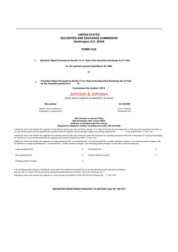 Vorschaubild Johnson & Johnson 10-Q Quartalsbericht  