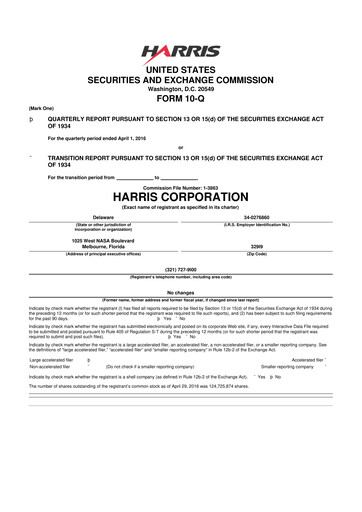 Thumbnail L3Harris Technologies 10-Q Quarterly Report FY2016 