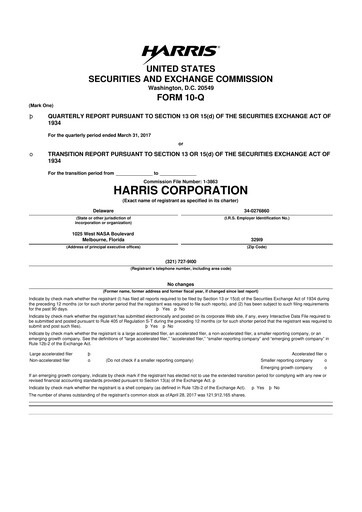 Thumbnail L3Harris Technologies 10-Q Quarterly Report FY2017 