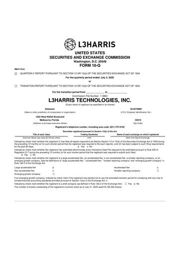Thumbnail L3Harris Technologies 10-Q Quarterly Report FY2020 