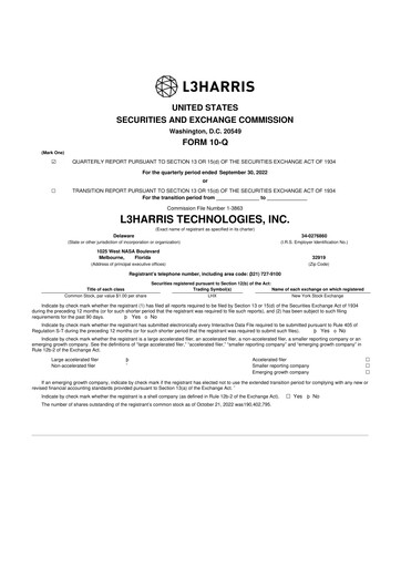 Thumbnail L3Harris Technologies 10-Q Quarterly Report FY2022 