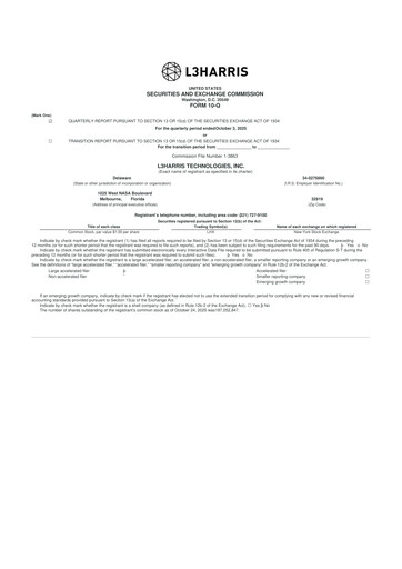 Thumbnail L3Harris Technologies 10-Q Quarterly Report FY2025 