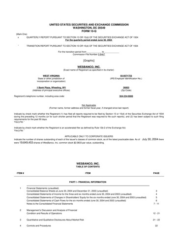 Thumbnail WesBanco 10-Q Quarterly Report FY 