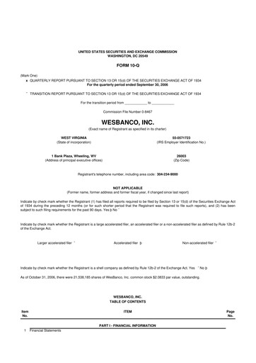 Thumbnail WesBanco 10-Q Quarterly Report FY 