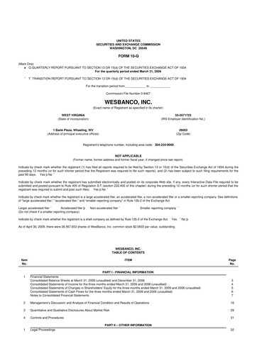 Thumbnail WesBanco 10-Q Quarterly Report FY 