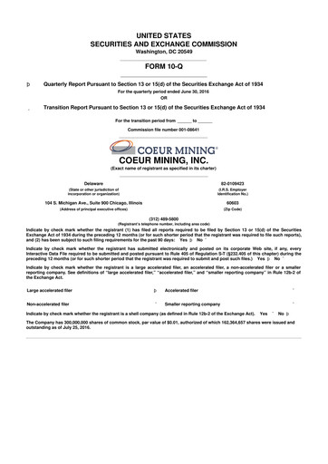 Thumbnail Coeur Mining
 10-Q Quarterly Report FY2016 