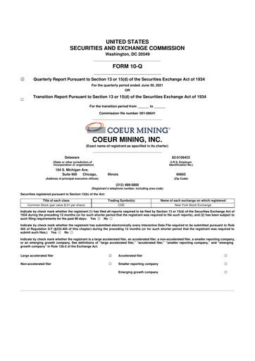 Thumbnail Coeur Mining
 10-Q Quarterly Report FY2021 