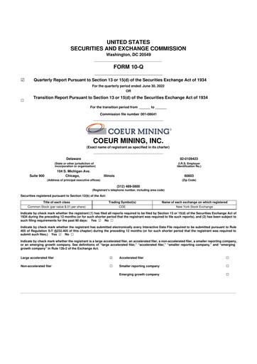 Thumbnail Coeur Mining
 10-Q Quarterly Report FY2022 