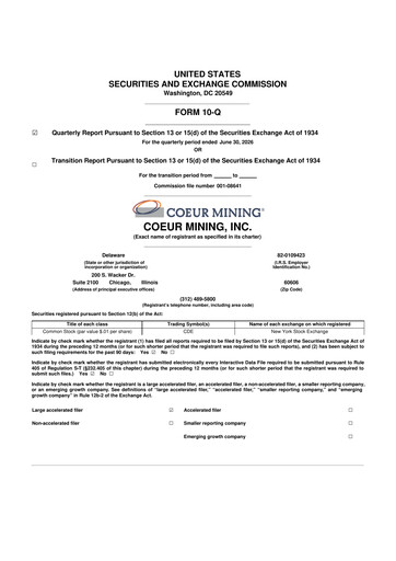 Thumbnail Coeur Mining
 10-Q Quarterly Report FY2026 