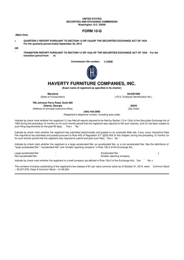 Thumbnail Havertys 10-Q Quarterly Report FY2014 