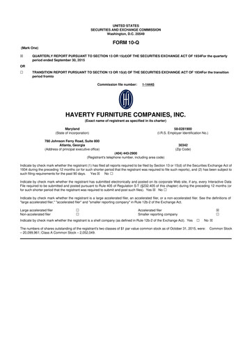 Thumbnail Havertys 10-Q Quarterly Report FY2015 
