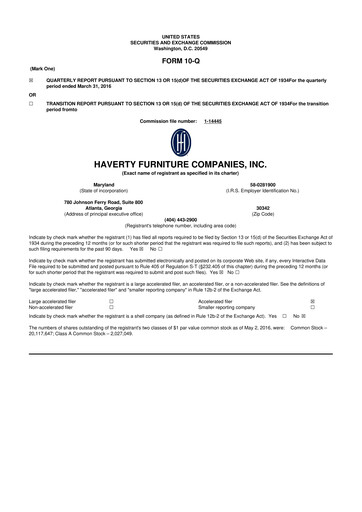 Thumbnail Havertys 10-Q Quarterly Report FY2016 
