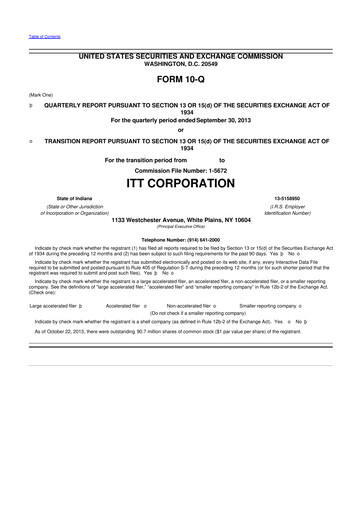 Vorschaubild ITT 10-Q Quartalsbericht 2013 