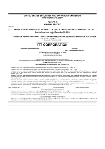 Vorschaubild ITT 10-K Jahresbericht 2014