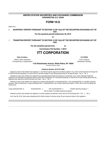 Vorschaubild ITT 10-Q Quartalsbericht 2015 