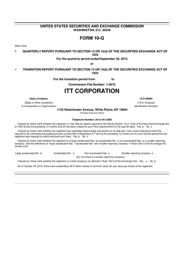 Vorschaubild ITT 10-Q Quartalsbericht 2015 