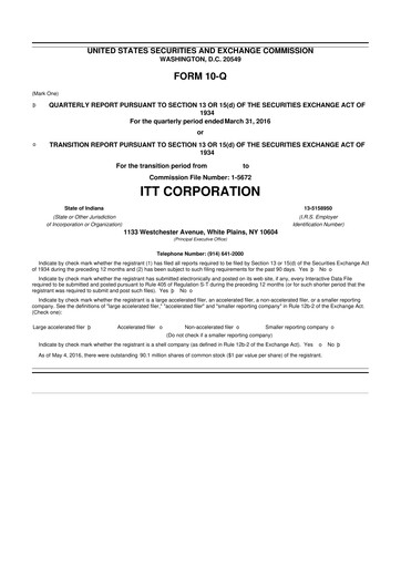 Vorschaubild ITT 10-Q Quartalsbericht 2016 