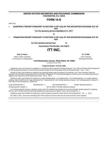 Vorschaubild ITT 10-Q Quartalsbericht 2017 