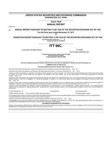 Vorschaubild ITT 10-K Jahresbericht 2017