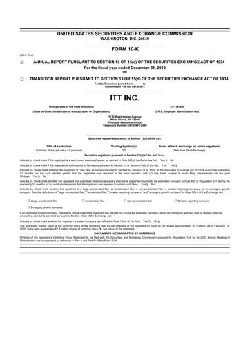 Vorschaubild ITT 10-K Jahresbericht 2019