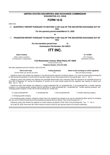 Vorschaubild ITT 10-Q Quartalsbericht 2020 