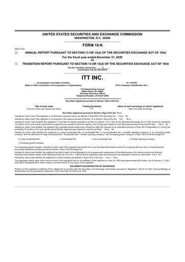 Vorschaubild ITT 10-K Jahresbericht 2020