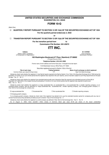 Vorschaubild ITT 10-Q Quartalsbericht 2022 