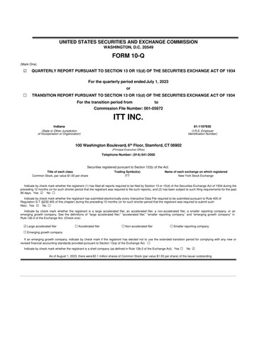 Vorschaubild ITT 10-Q Quartalsbericht 2023 
