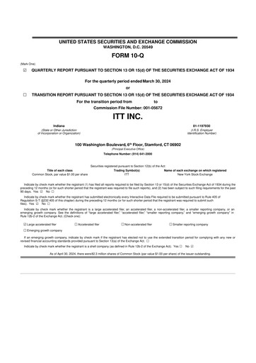 Vorschaubild ITT 10-Q Quartalsbericht 2024 