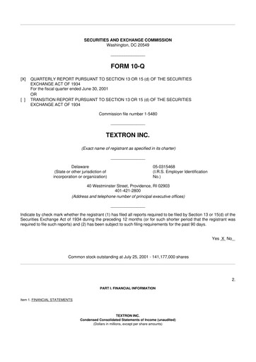 Thumbnail Textron 10-Q Quarterly Report FY 
