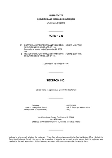 Thumbnail Textron 10-Q Quarterly Report FY 