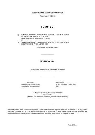 Thumbnail Textron 10-Q Quarterly Report FY 
