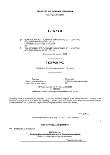 Thumbnail Textron 10-Q Quarterly Report FY 