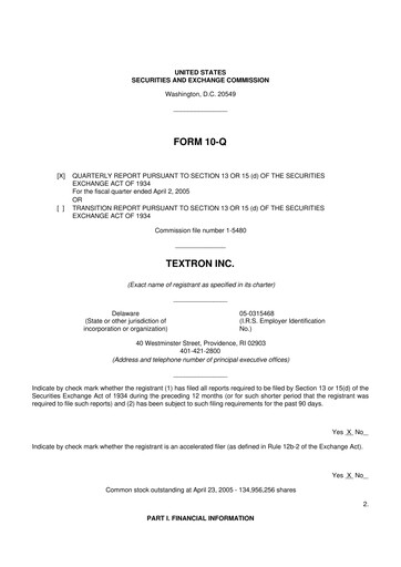 Thumbnail Textron 10-Q Quarterly Report FY 