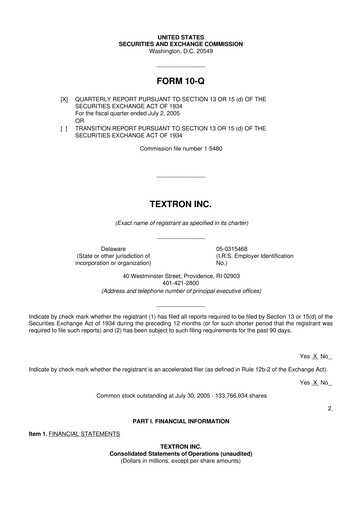 Thumbnail Textron 10-Q Quarterly Report FY 