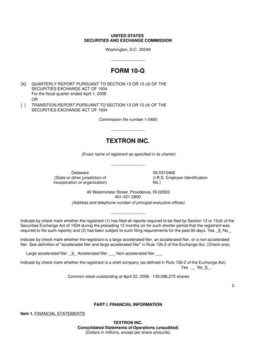 Thumbnail Textron 10-Q Quarterly Report FY 