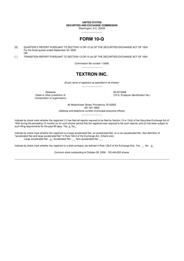 Thumbnail Textron 10-Q Quarterly Report FY 