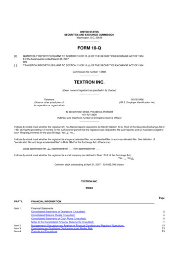 Thumbnail Textron 10-Q Quarterly Report FY 