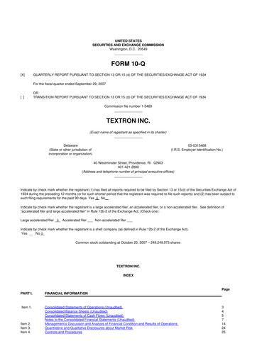 Thumbnail Textron 10-Q Quarterly Report FY 