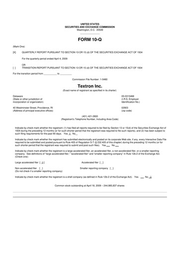 Thumbnail Textron 10-Q Quarterly Report FY 