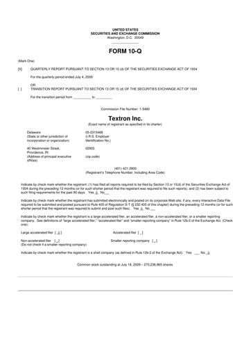 Thumbnail Textron 10-Q Quarterly Report FY 