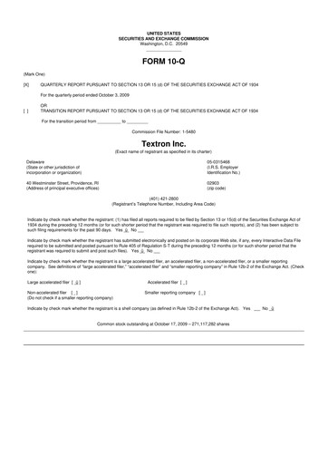 Thumbnail Textron 10-Q Quarterly Report FY 