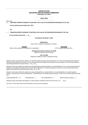 Thumbnail Textron 10-Q Quarterly Report FY2010 