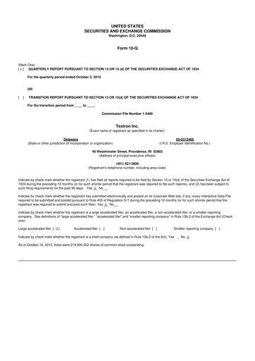 Thumbnail Textron 10-Q Quarterly Report FY2010 