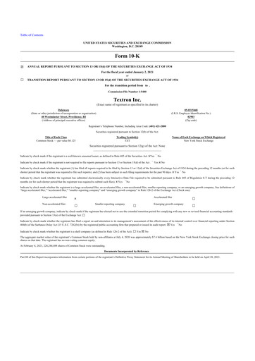 Thumbnail Textron 10-K Annual Report 2020