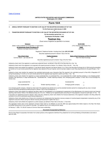 Thumbnail Textron 10-K Annual Report 2025