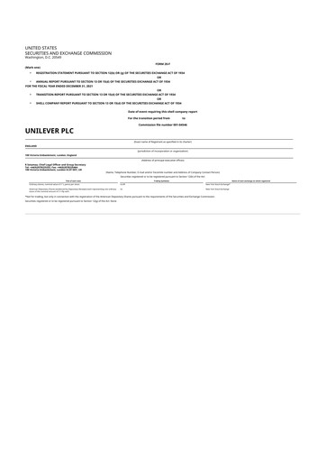 Thumbnail Unilever 20-F Annual Report 2021