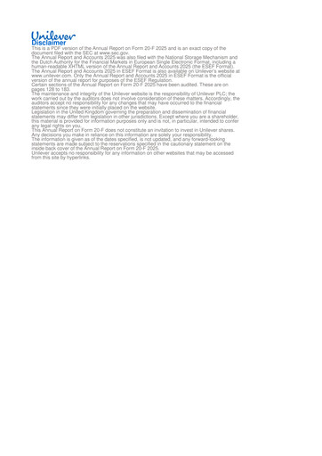 Thumbnail Unilever 20-F Annual Report 2025