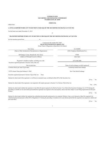 Thumbnail Selective Insurance 10-K Annual Report 2013