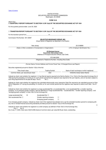 Thumbnail Selective Insurance 10-Q Quarterly Report FY2020 